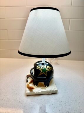 NEW VTG NHL Hockey DALLAS STARS Porcelain Ceramic Hand Painted Lamp WORKS!
